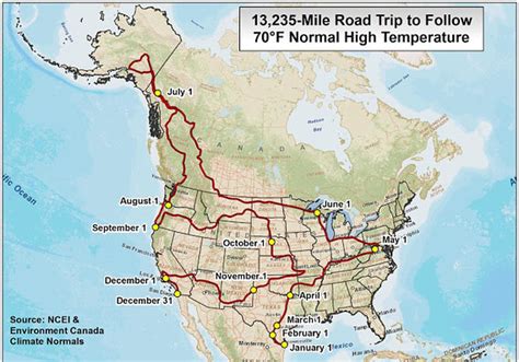 The Ultimate North American Road Trip That Will Be 70 Degrees Every Day