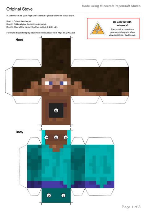 Pdf Original Steve Made Using Minecraft Papercraft Studio Luis