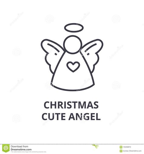 Christmas Cute Angel Line Icon Outline Sign Linear Symbol Vector