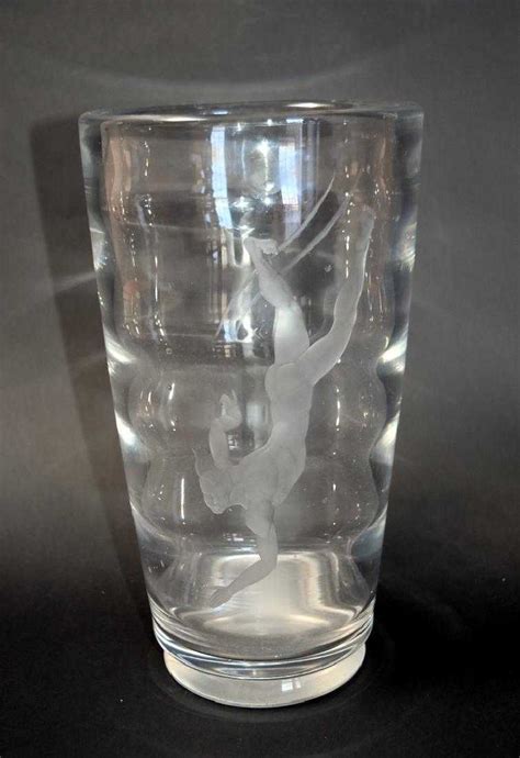 Vicke Lindstrand Orrefors Pearl Diver Glass Vase