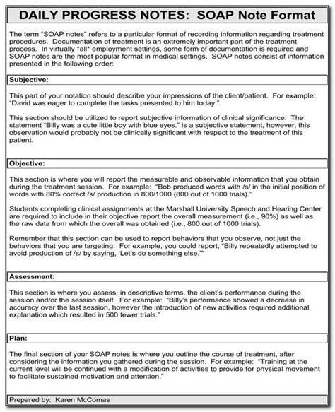 Mental Health Soap Notes Form