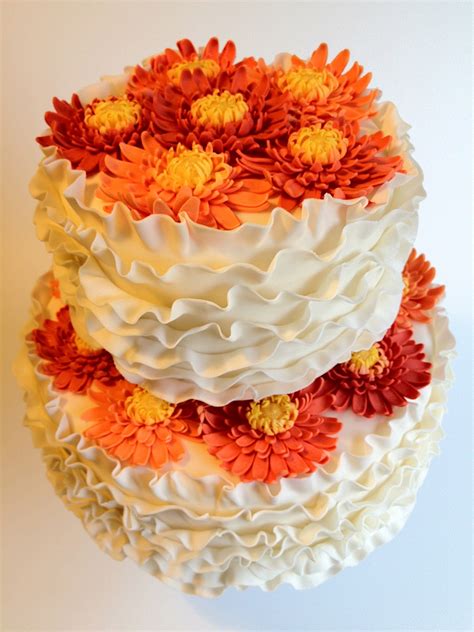 Elaines Sweet Life Orange Gerbera Wedding Cake