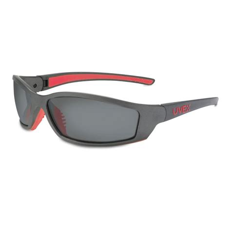 Uvex Solarpro Safety Glasses With Photochromic Tint Anti Fog Anti Scratch Lens And Gray Red