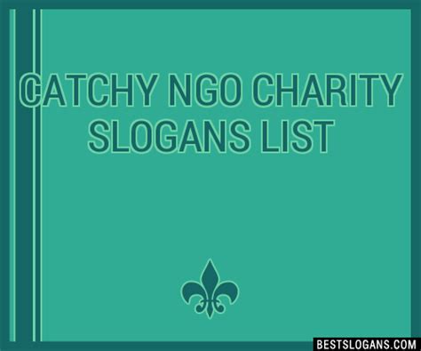 Catchy Ngo Charity Slogans Generator Phrases Taglines
