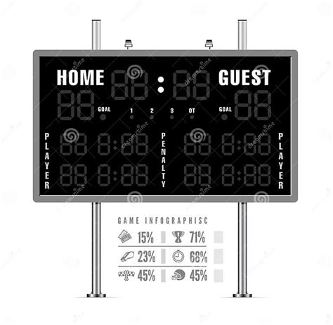 American Football Scoreboard With Infographics Stock Vector