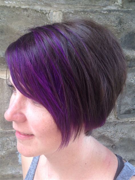 Purple Bangs Purple Pixie Pixie Haircut Brown And Purple Hair
