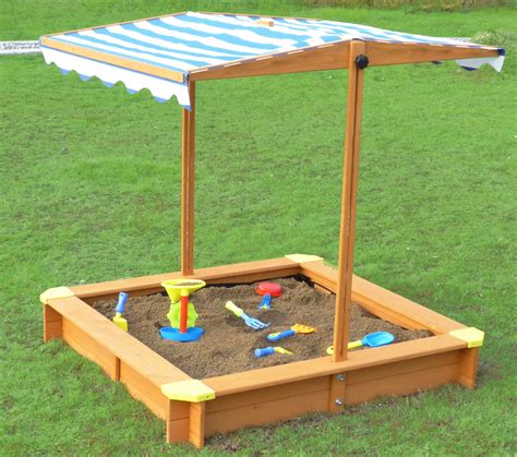 Kids Outside Playground Sandbox With Retractable Canopy Sandbox With