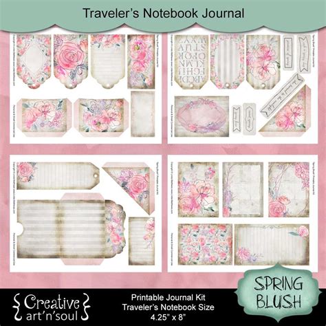 Spring Blush Printable Travelers Notebook Journal Creative Artnsoul