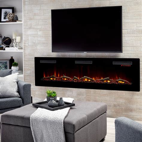 Sierra 72 In Wallbuilt In Linear Electric Fireplace In Black Sil72