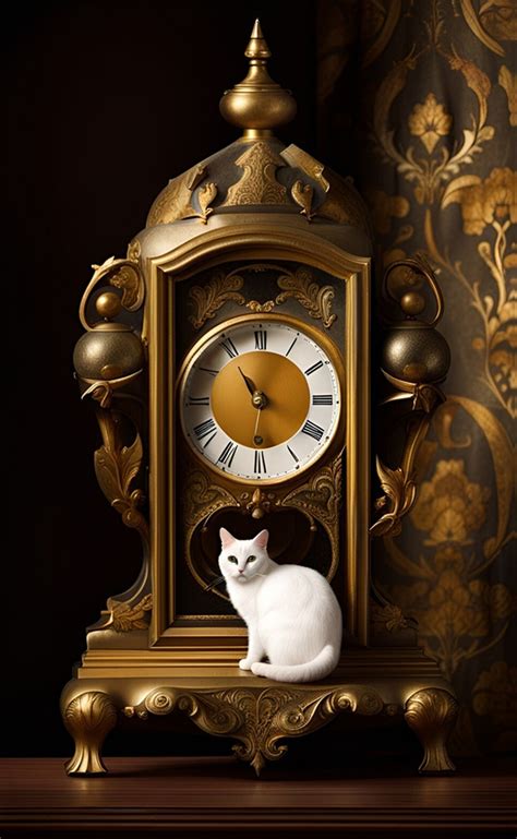 Cat And Vintage Clock Free Stock Photo Public Domain Pictures