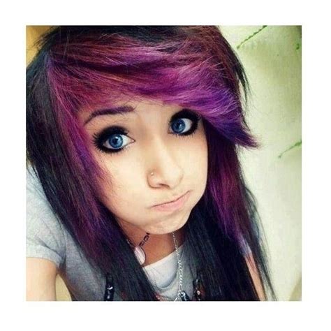 scene girls tumblr via polyvore emo scene styles i like pint… purple hair emo