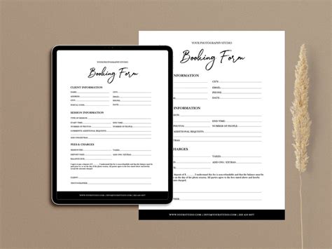 Photography Forms Client Booking Form For Photographer Etsy