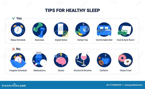 Tips For Better Sleep Good And Bad Sleep Rules Healthy Care Info Graphics Stock Vector