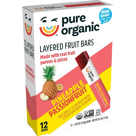 Pure Organic Layered Fruit Snack Bars Pineapple Passionfruit 12ct 6