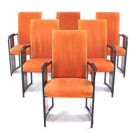Mid Century Modern Metal And Rosewood Frame Dining Chairs Set Of 6