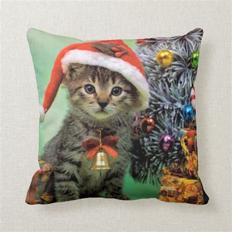 Precious Christmas Cat Throw Pillow Zazzle