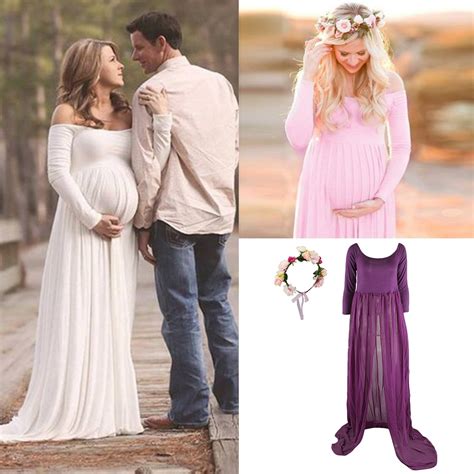 Sexy Pregnant Women Maternity Dress Gown Photo Prop Photoshoot Flower