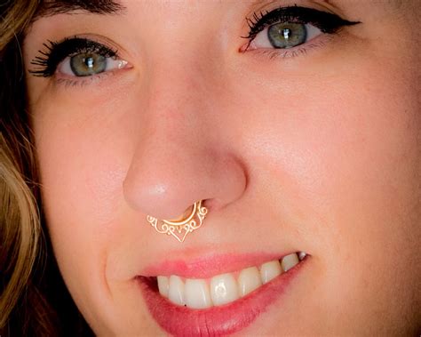 Gold Fake Nose Ring Fake Septum Gold Piercing By Hagartalmor