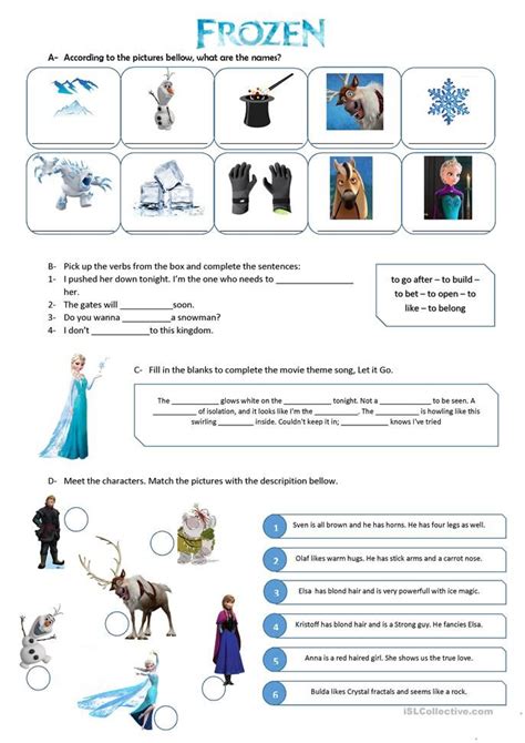Frozen Movie Vocabulary Exercise English Esl Worksheets For Distance