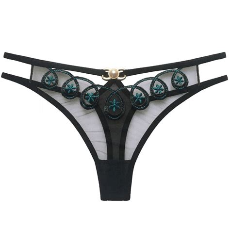 6pcslot Women Sexy Bikini Panties Female Sheer Thong Intimates Underwear Pearl Embroidery G