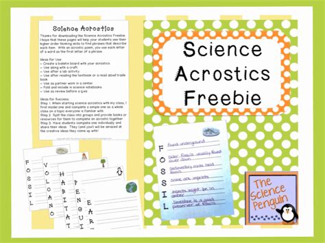 Science Acrostics Freebie — The Science Penguin
