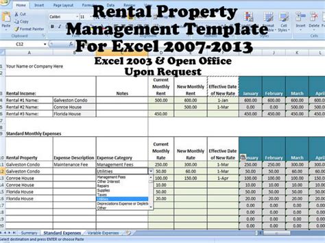 Rental Income And Expense Excel Spreadsheet Property