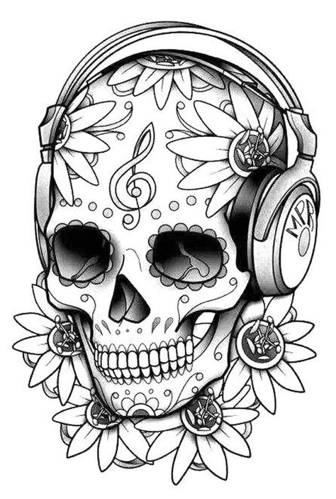 Collection of skull designs coloring pages (32). day of the dead skull coloring pages printable | Skull ...