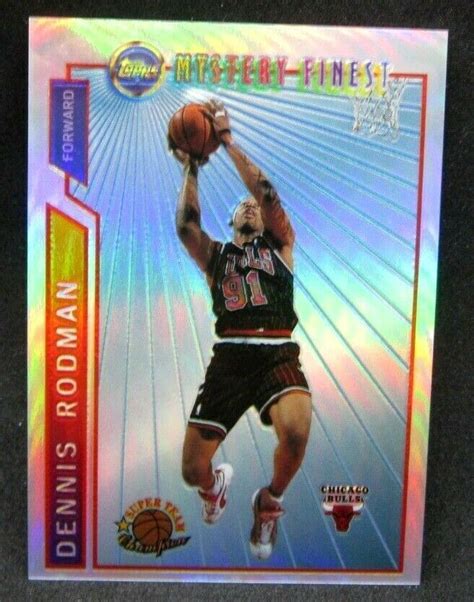 Dennis Rodman 1996 97 Topps Mystery Finest REFRACTOR Card M7 Bulls F