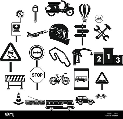 Traffic Jam Icons Set Simple Style Stock Vector Image And Art Alamy