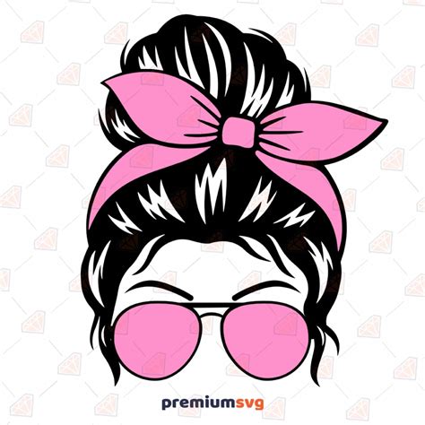 Girl With Bun Svg Messy Bun Cut File For Cricut Red Lips Svg Instant