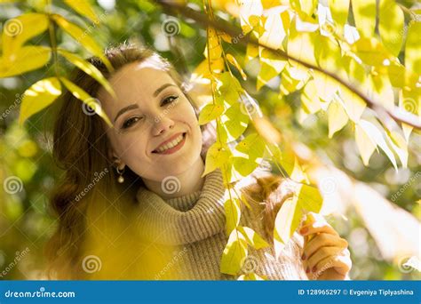 Beautiful Woman In Autumn Park Stock Image Image Of Hair Outdoors