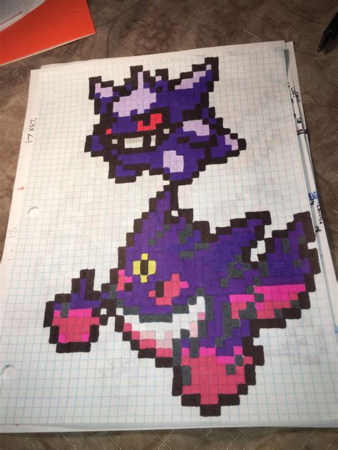 Gengar And His Mega Form Hand Drawn Pixel Art Rpixelart
