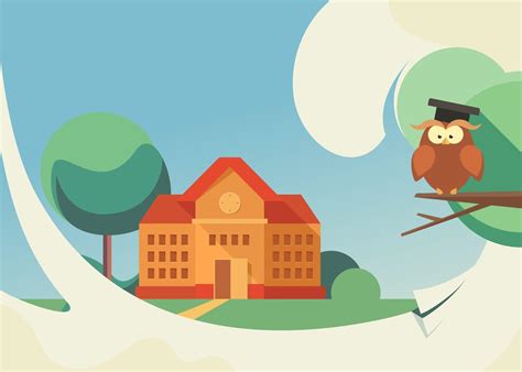 Banner Template With School Building And Owl 2883763 Vector Art At