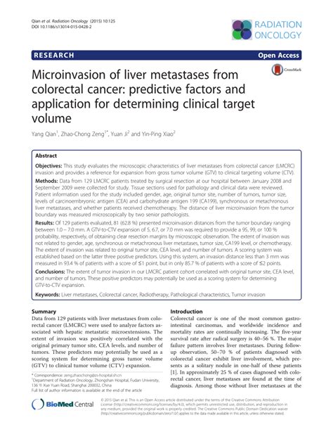 Pdf Microinvasion Of Liver Metastases From Colorectal Cancer