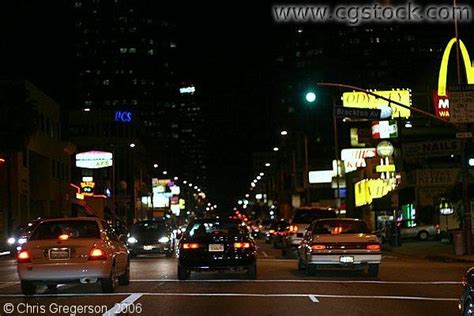 Stock Photo Wilshire Blvd At Night Los Angeles