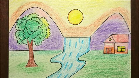 Easy Landscape Drawing For Beginners How To Draw Scenery Drawing