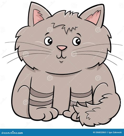 Cute Fluffy Cat Or Kitten Cartoon Animal Character Stock Vector