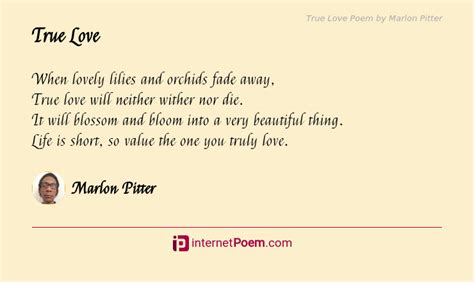 True Love Poem By Marlon Pitter