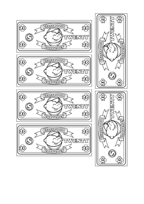 They will add up how much things cost, identify the price for different items, and calculate dollar sums. Classroom Currency Twenty Dollar Bill Template printable ...