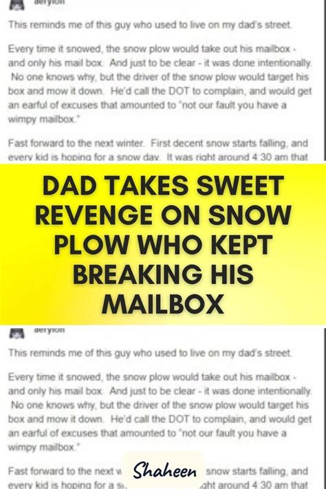 Dad Takes Sweet Revenge On Snow Plow Who Kept Breaking His Mailbox Revenge Snow Plow Sweet