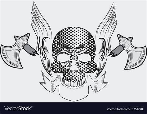 Skull With Axe Tshirt Design Royalty Free Vector Image