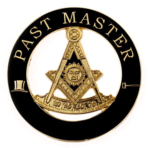 Past Master Round Cut Out Masonic Auto Emblem Black And Gol