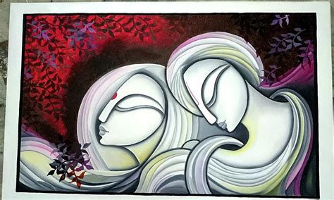 Couple Abstract Oil Painting Painting By Minal Patel