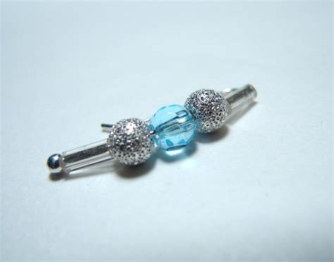 Earring Pins Silver Stardust And Blue Bead Ear Pins Pair On Luulla