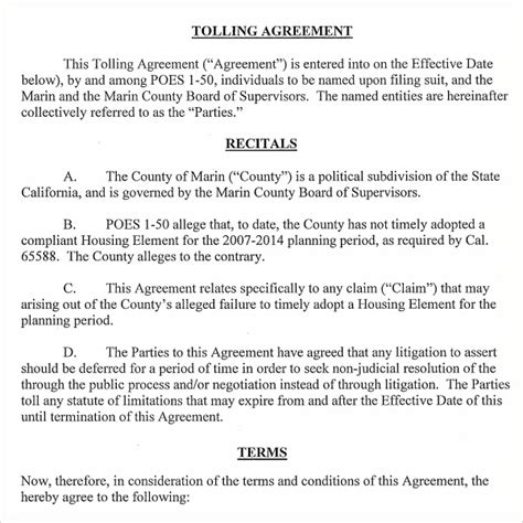 Free 5 Sample Tolling Agreement Templates In Pdf Ms Word