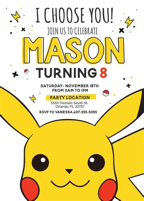 Free Printable Pokemon Birthday Invitations