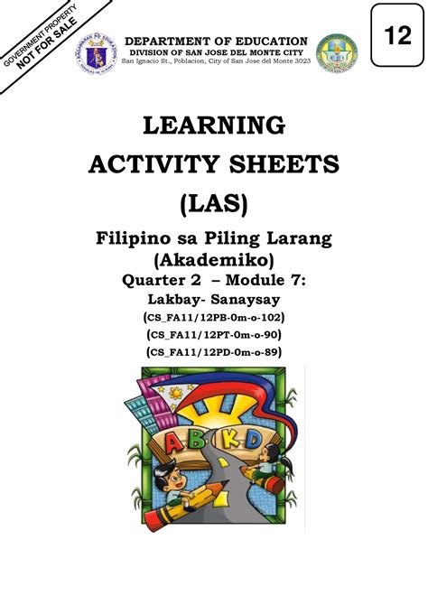 Lakbay Sanaysay Las Module Learning Activity Sheets Las Filipino