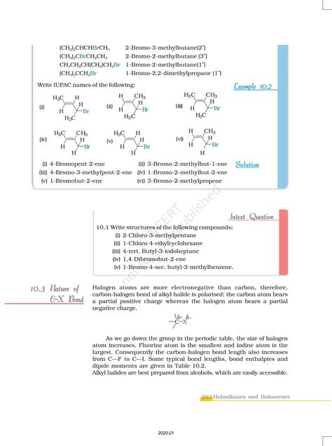 Haloalkanes And Haloarenes Ncert Book Of Class Chemistry Part Ii
