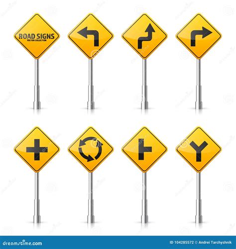 Road Signs Collection On White Background Road Traffic Controllane