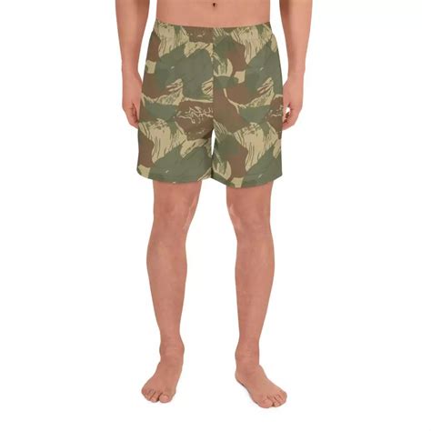 Rhodesian Brushstroke Camouflage Mens Athletic Long Shorts Mega Camo
